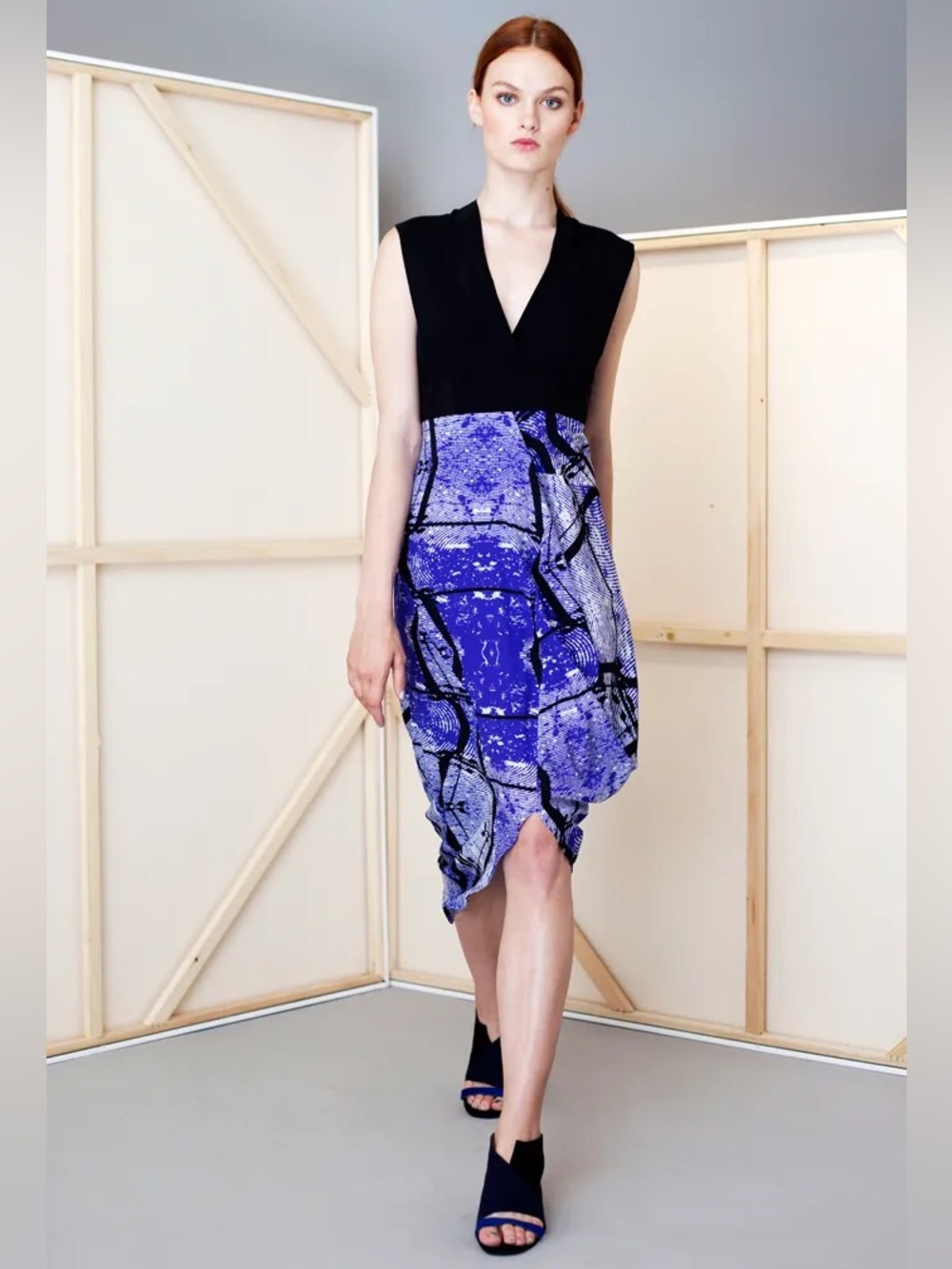 Zero + Maria Cornejo Crossover Silk Abstract Midi Dress Size 8 Great Condition!